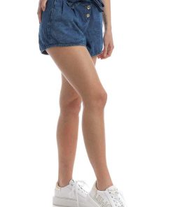 Donne Giannini Pantaloni Sportivi E Pantaloncini | Liu°Jo Corto Ua2127D4696 Denim Blu (78319)