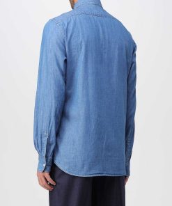 Uomini Giannini Camicie | Aspesi Camicia Denim Blu (01998)