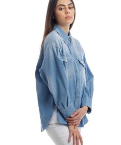 Donne Giannini Camicie | Camicia Dondup Dc233 Ds0259D Be2 Denim Blu (800)