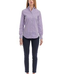 Donne Giannini Camicie | Camicia Xacus 45224 Pina 1103 Bianco/Lilla (2)