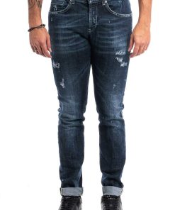 Uomini Giannini Jeans | Jeans Dondup Blu Scuro Con Rotture (800)