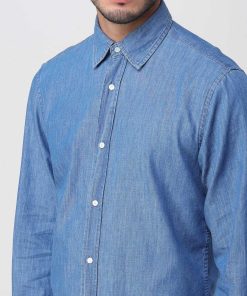 Uomini Giannini Camicie | Aspesi Camicia Denim Blu (01998)