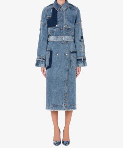 Donne Giannini Capispalla | Trench Moschino Jeans Fantasia Blu (J1283)