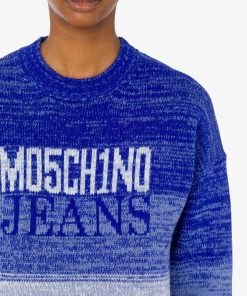 Uomini Giannini Maglioni | Moschino Jeans Maglia Fantasia Blu (J1280)