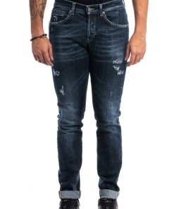 Uomini Giannini Jeans | Jeans Dondup Blu Scuro Con Rotture (800)