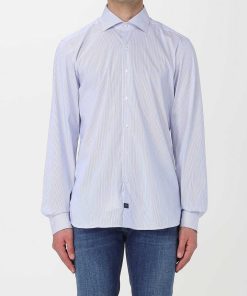 Uomini Giannini Camicie | Fay Camicia Riga Stretta Bianco/Azzurro (U005)