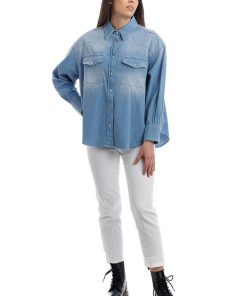 Donne Giannini Camicie | Camicia Dondup Dc233 Ds0259D Be2 Denim Blu (800)