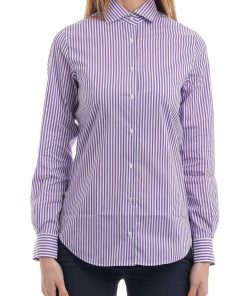 Donne Giannini Camicie | Camicia Xacus 45224 Pina 1103 Bianco/Lilla (2)